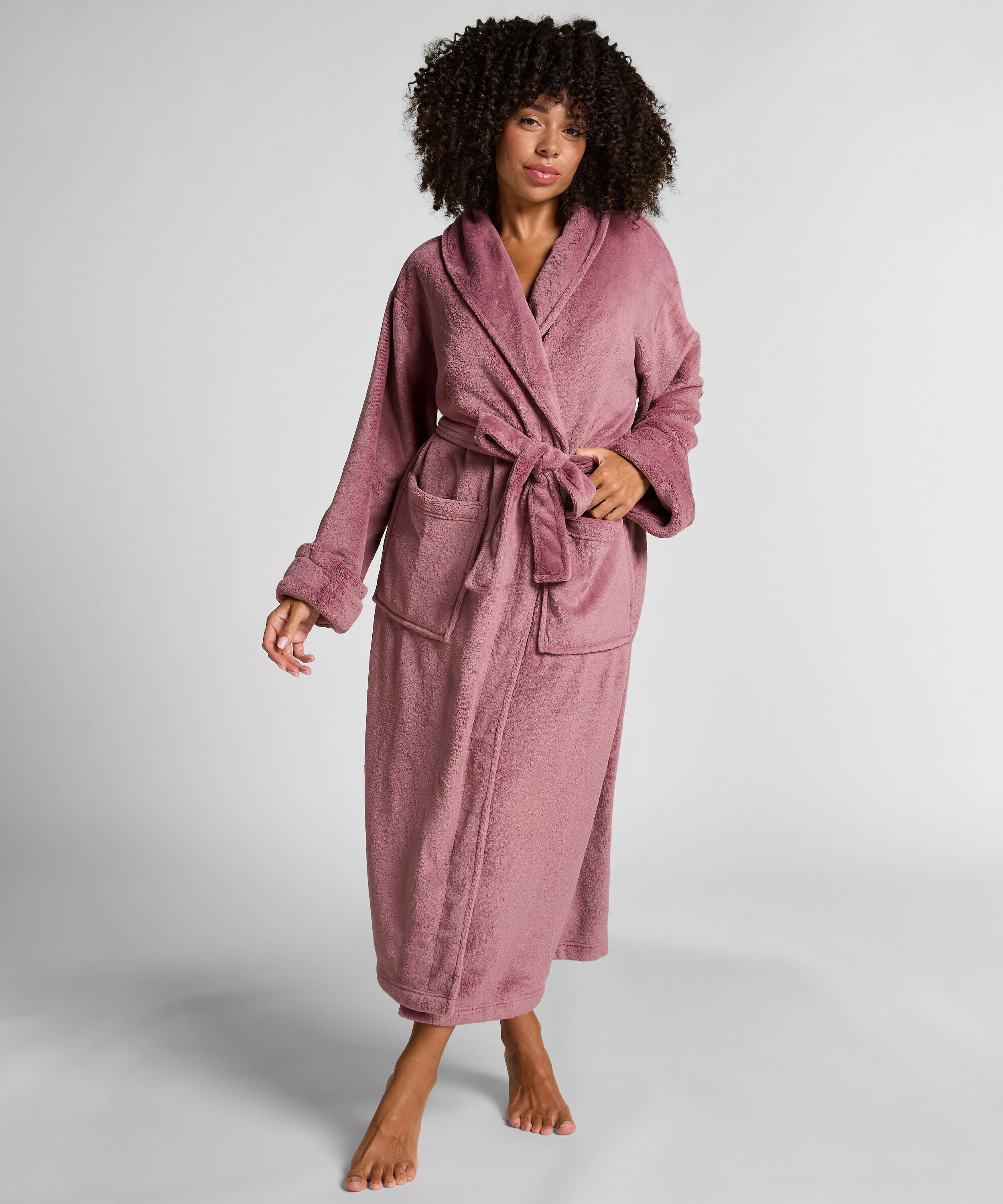Badjas van zachte fleece, Paars