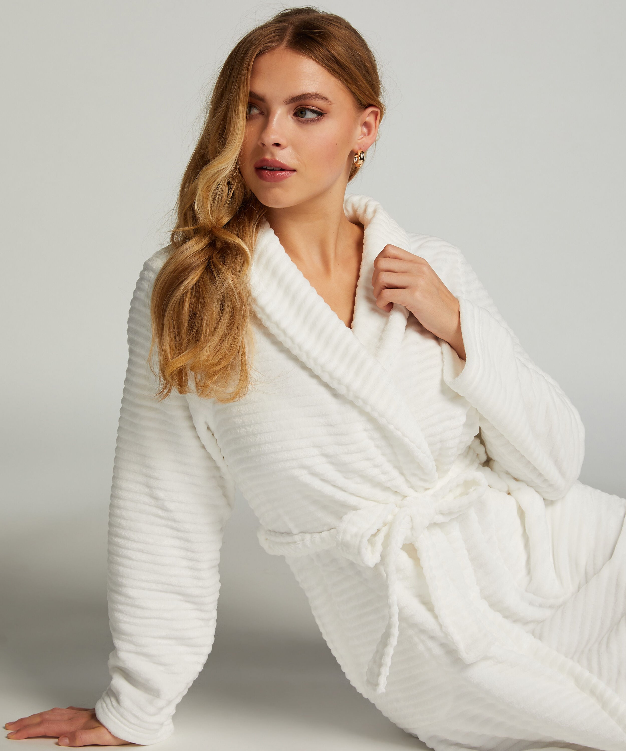 Lange badjas Fleece rib