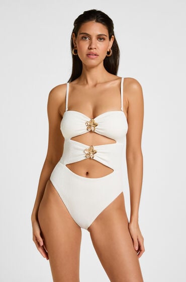 Hunkem&ouml;ller Badpak Crinkle Wit