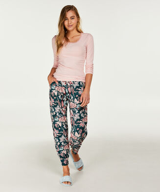 Pyjama top lange mouwen rib, Roze