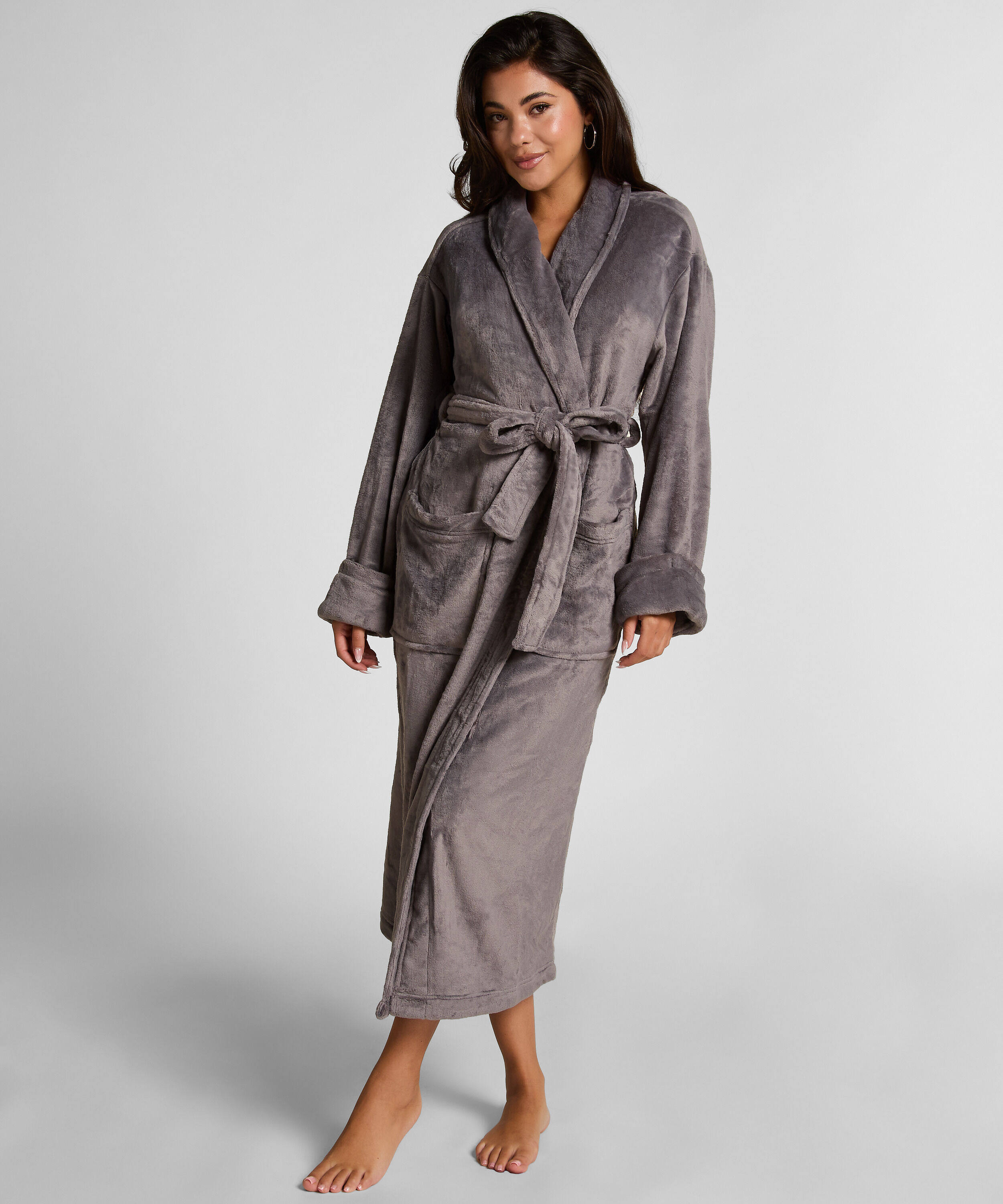Badjas van zachte fleece, Grijs