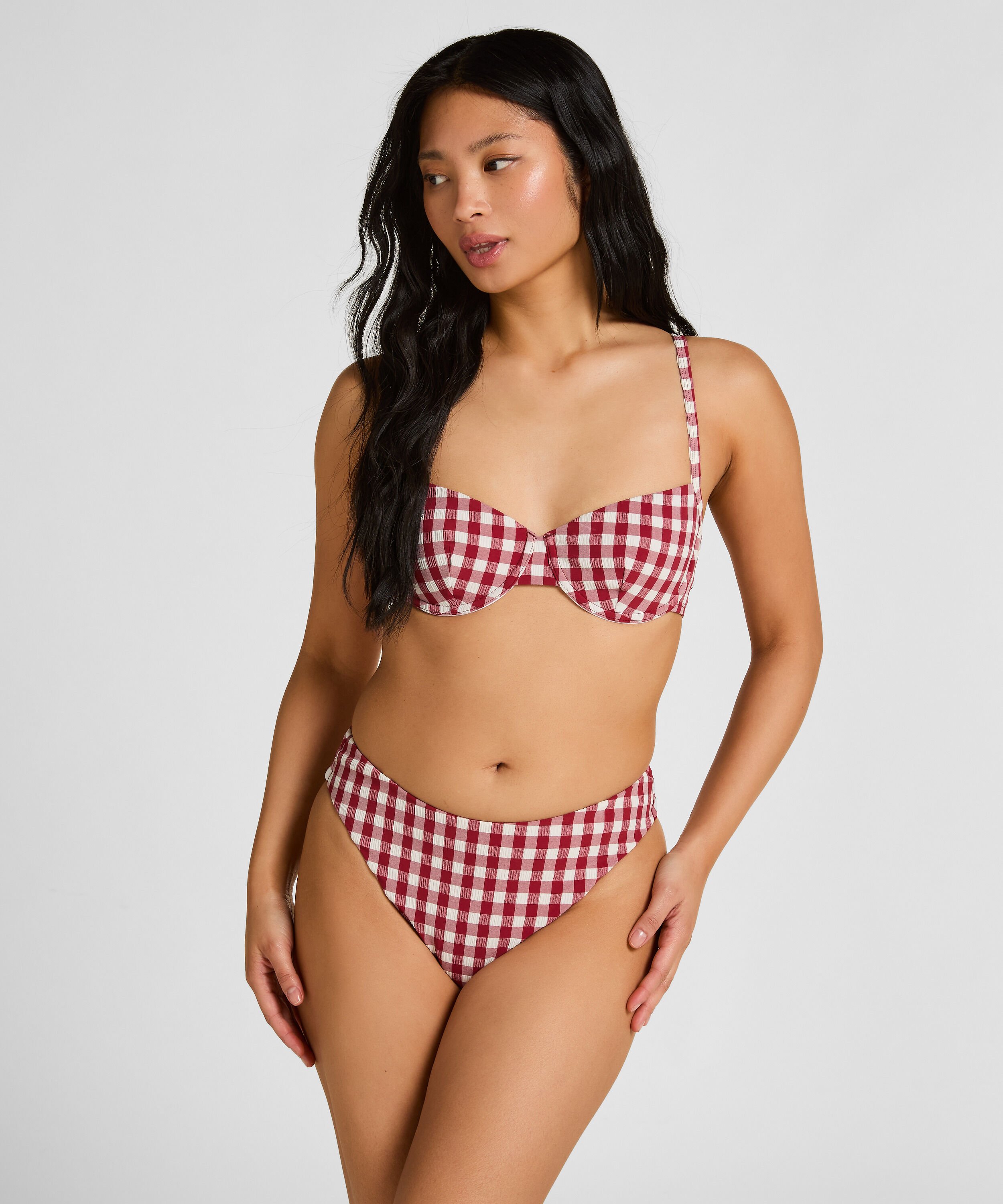 Hoog Uitgesneden Bikinibroekje met Hoge Taille Amalfi, Rood