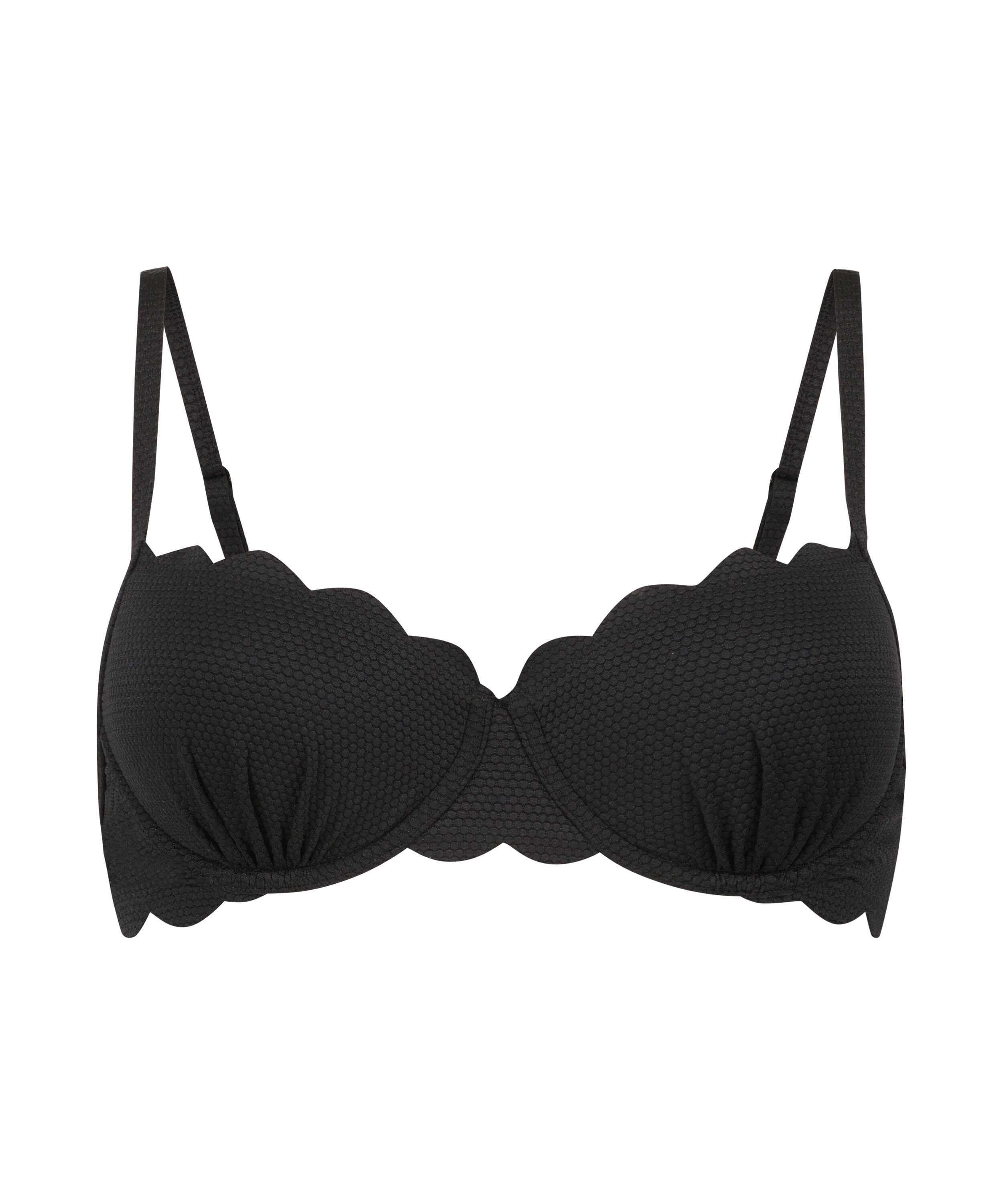 Voorgevormde beugel bikinitop Scallop, Zwart