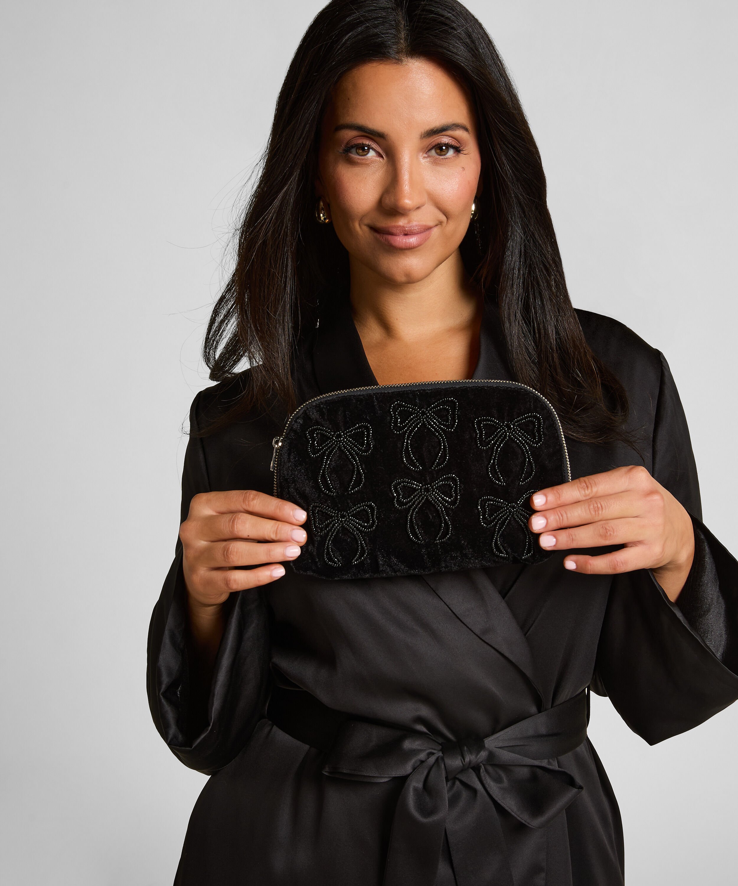 Make-up tas met strikjes, Zwart Make-up tas met strikjes, Zwart