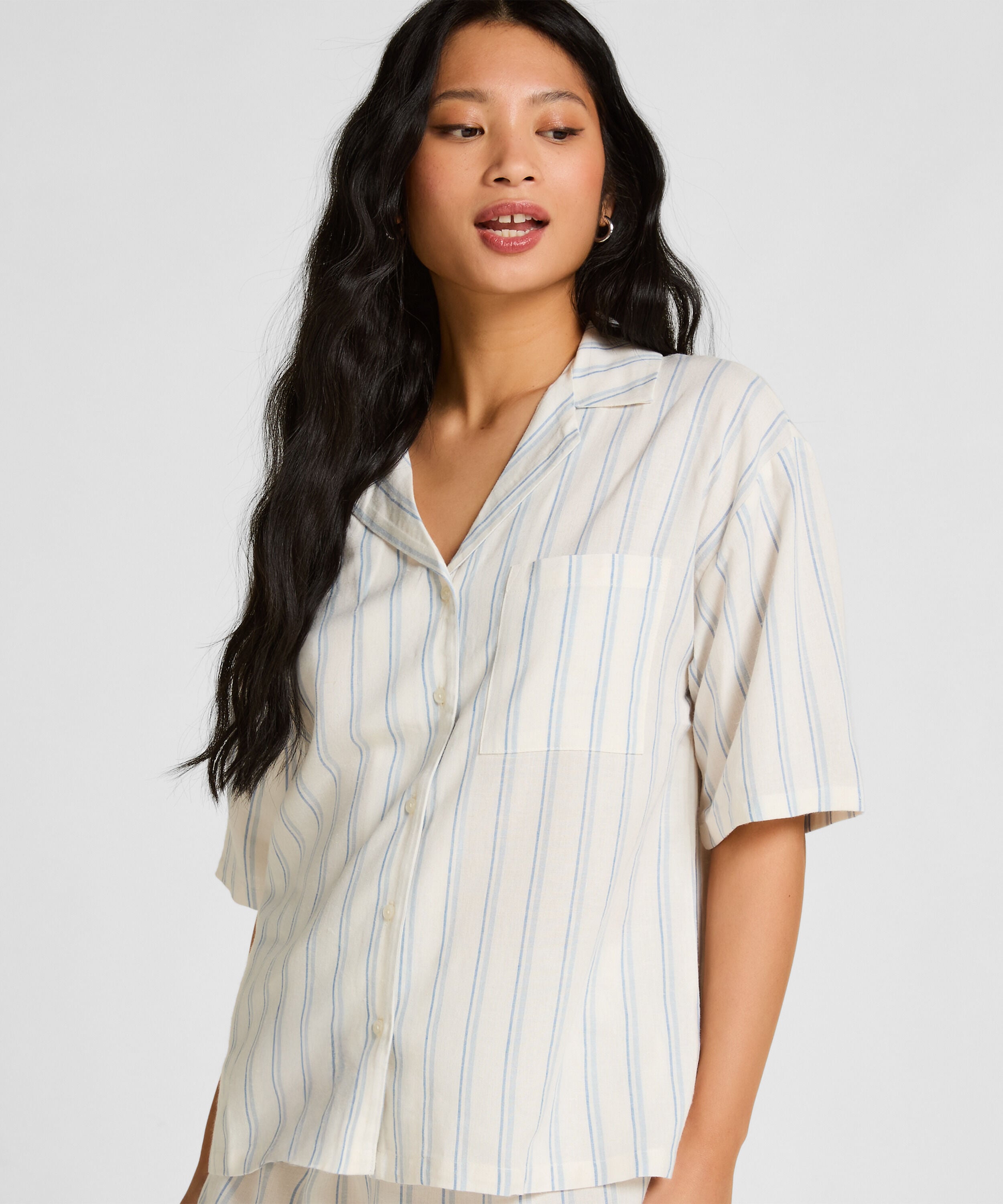 Linnen Pyjama Jasje, Wit Linnen Pyjama Jasje, Wit