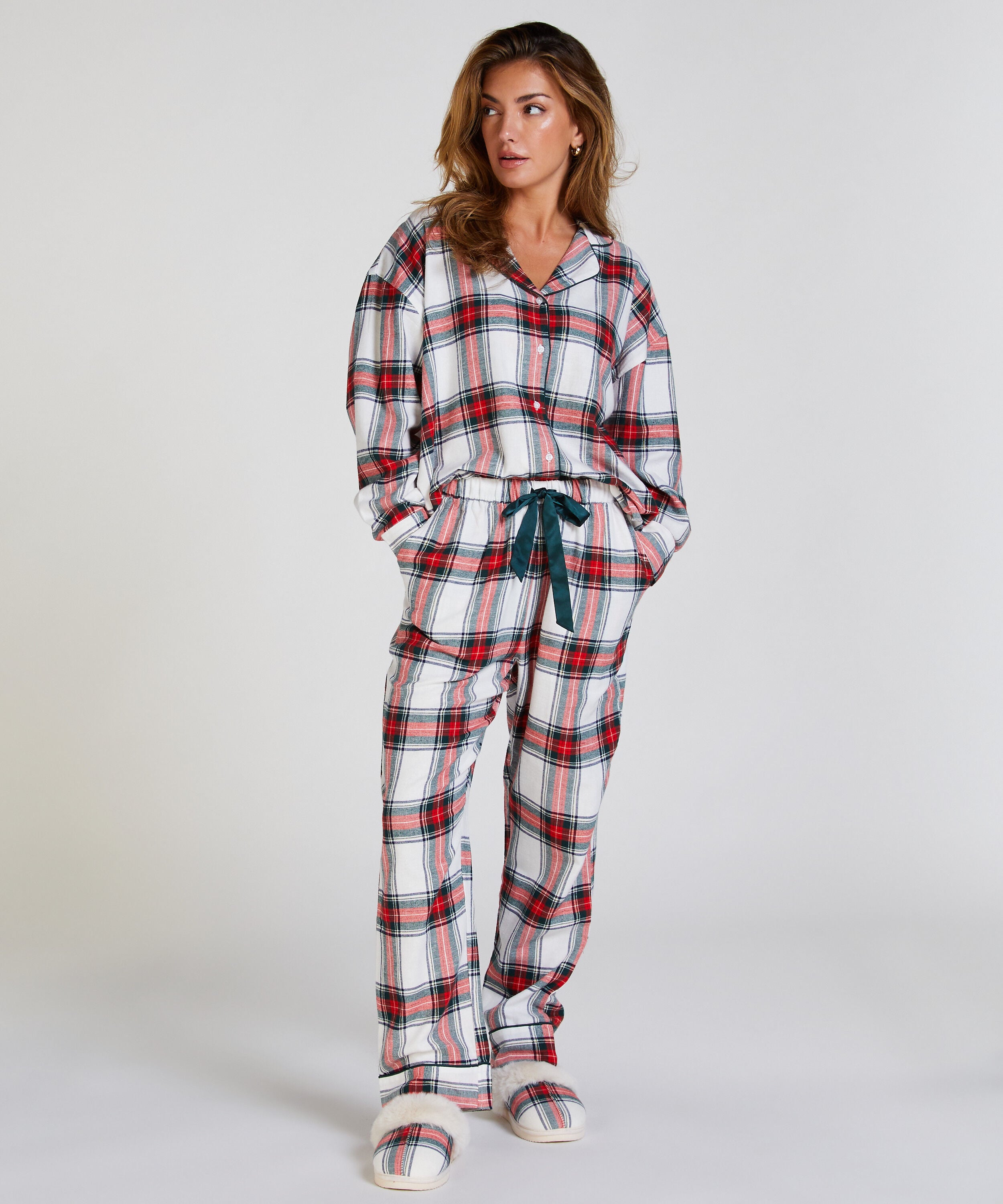 Petite pyjamabroek Flanel, Wit Petite pyjamabroek Flanel, Wit