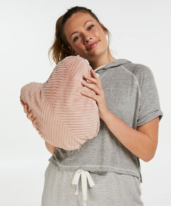 Hartvormig Kussen Fake fur met deken, Roze