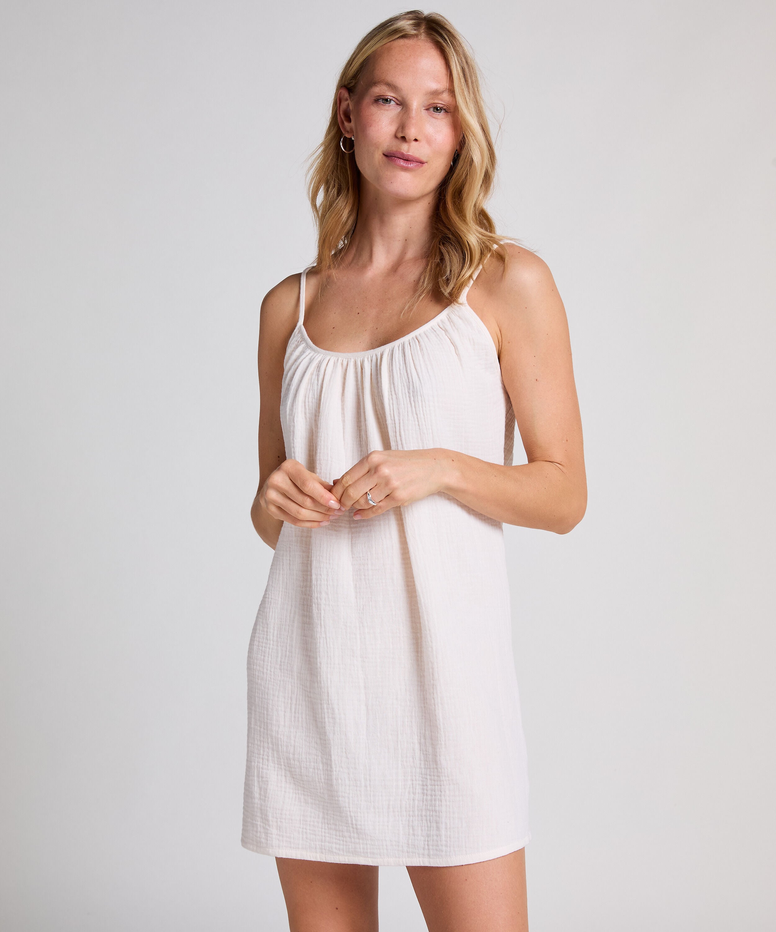 Mousseline Slipdress, Wit