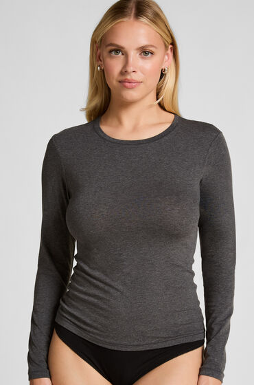 Hunkemöller Lange mouwen shirt van zachte katoen Grijs