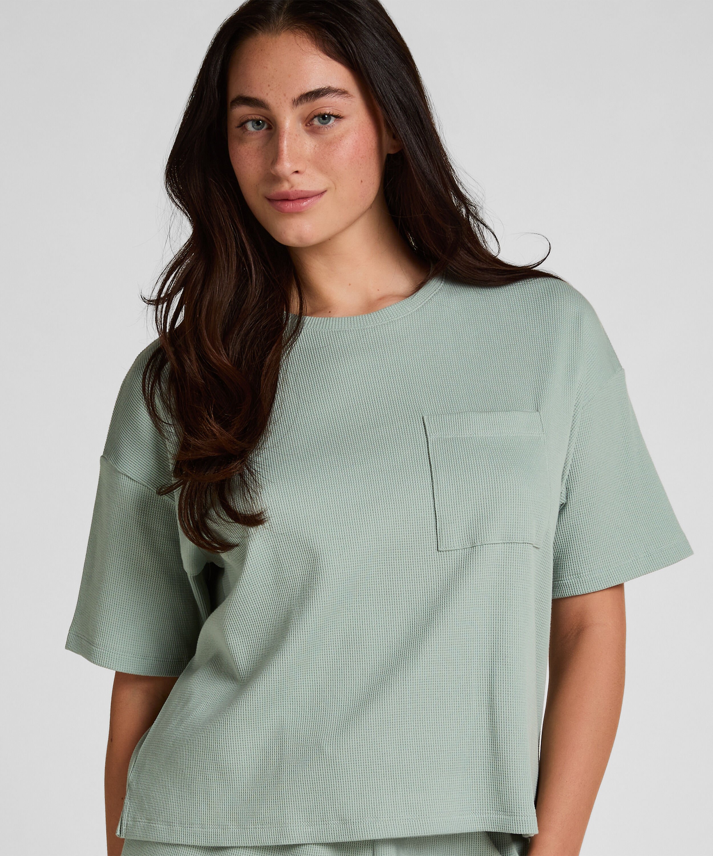 Pyjama Top Waffle, Groen Pyjama Top Waffle, Groen