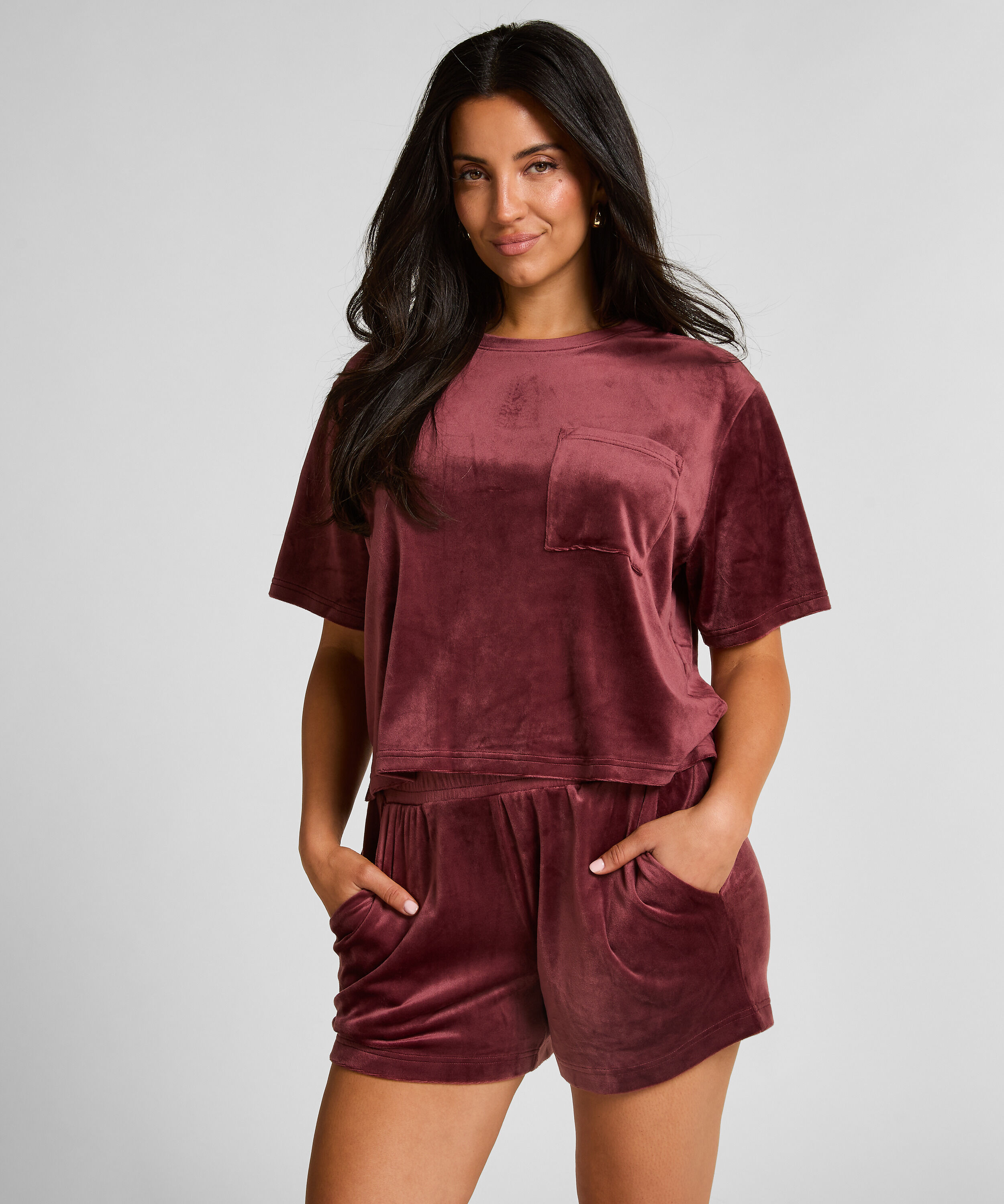 Shorts Velours Pocket, Rood
