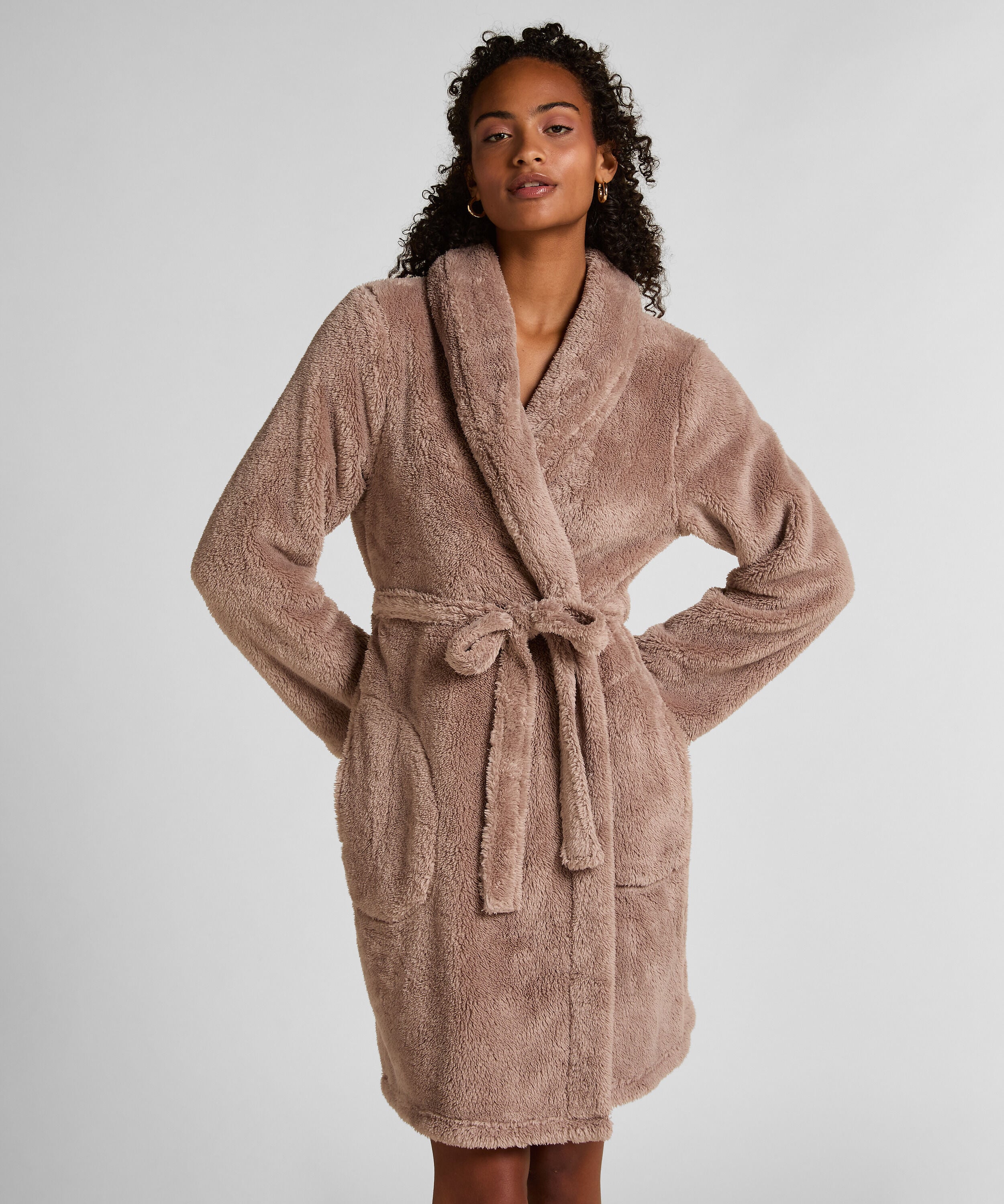 Badjas van zachte fleece, Beige Badjas van zachte fleece, Beige