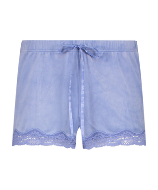 Shorts Velours Lace, Blauw