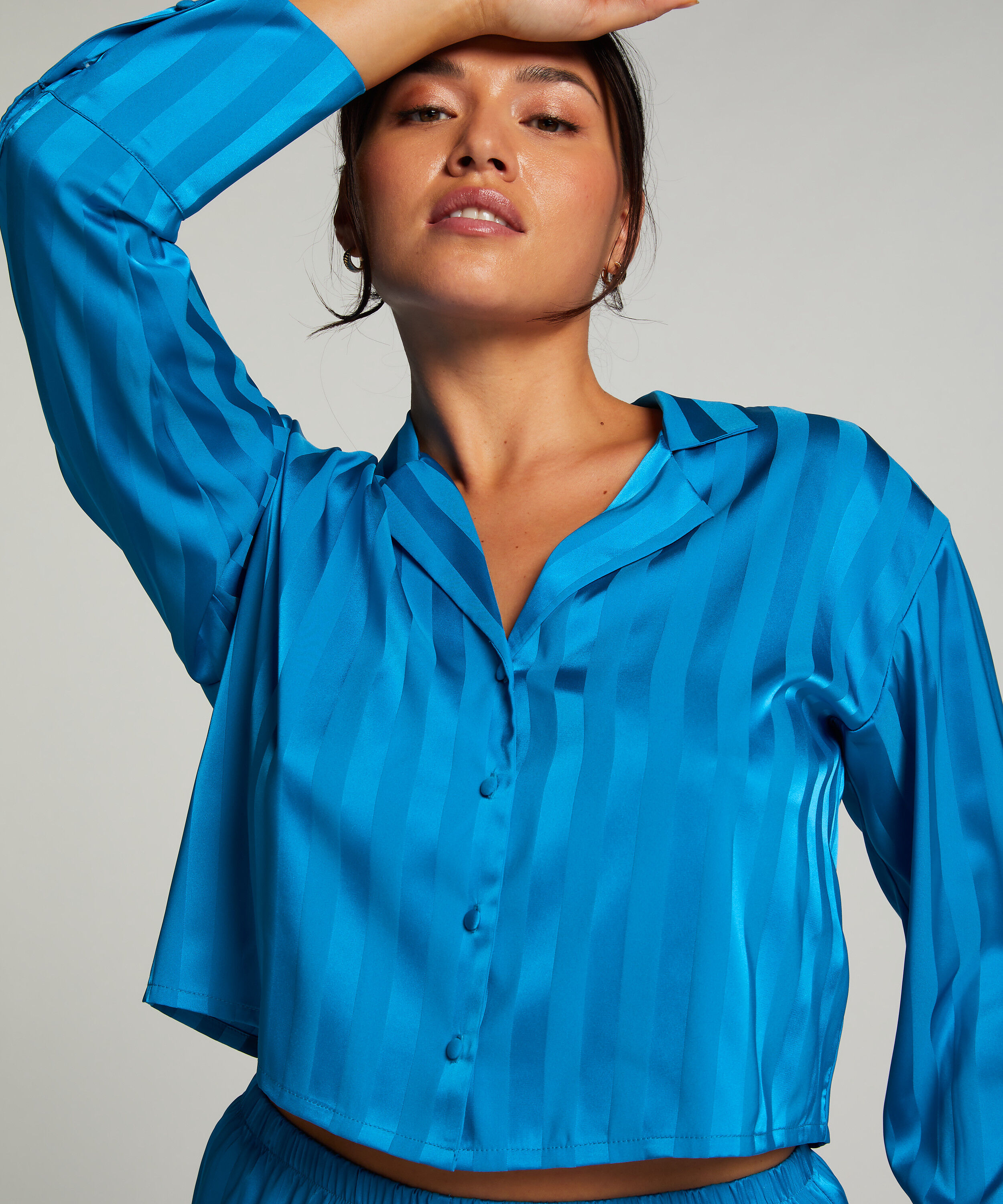 Jacket lange mouwen Satijn, Blauw Jacket lange mouwen Satijn, Blauw