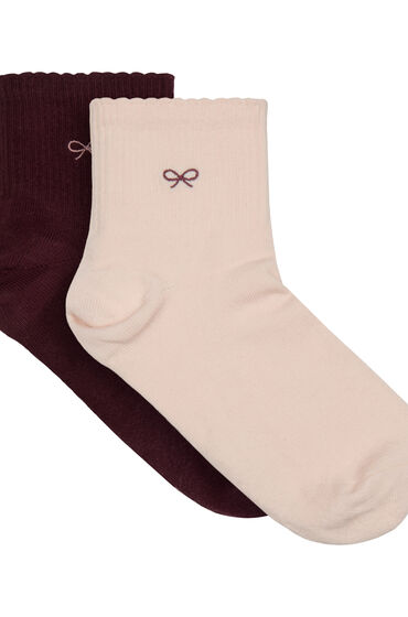 Hunkemöller 2 Paar Katoenen Half Crew Sokken Roze