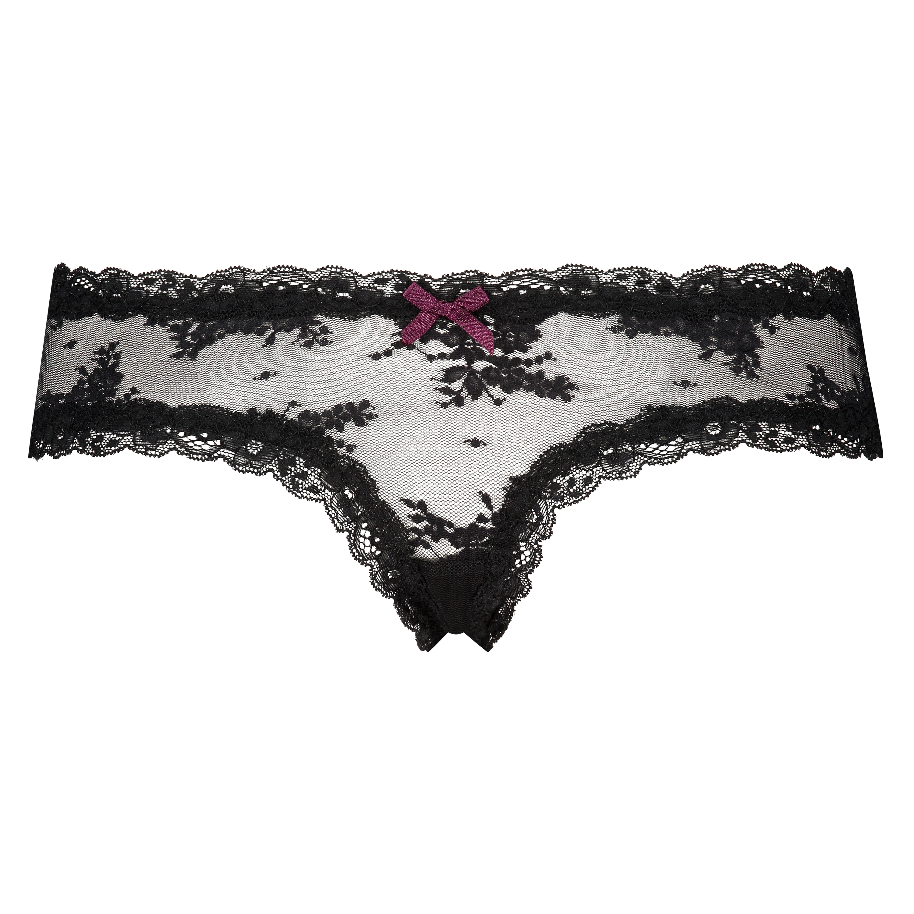 Brazilian V-shape Floral Mesh, Zwart, main