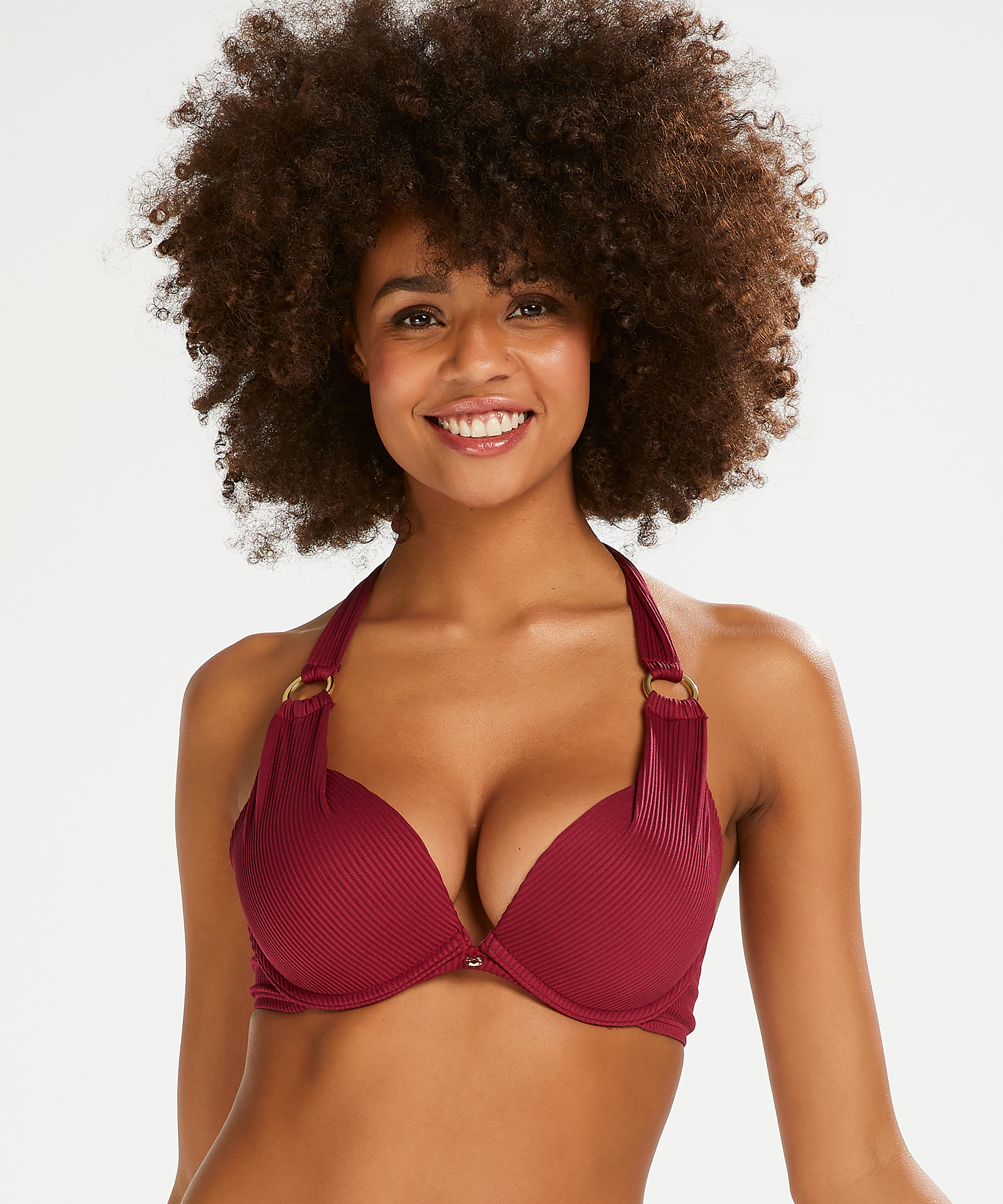 Luxe beugel-halve bh bikini rood
