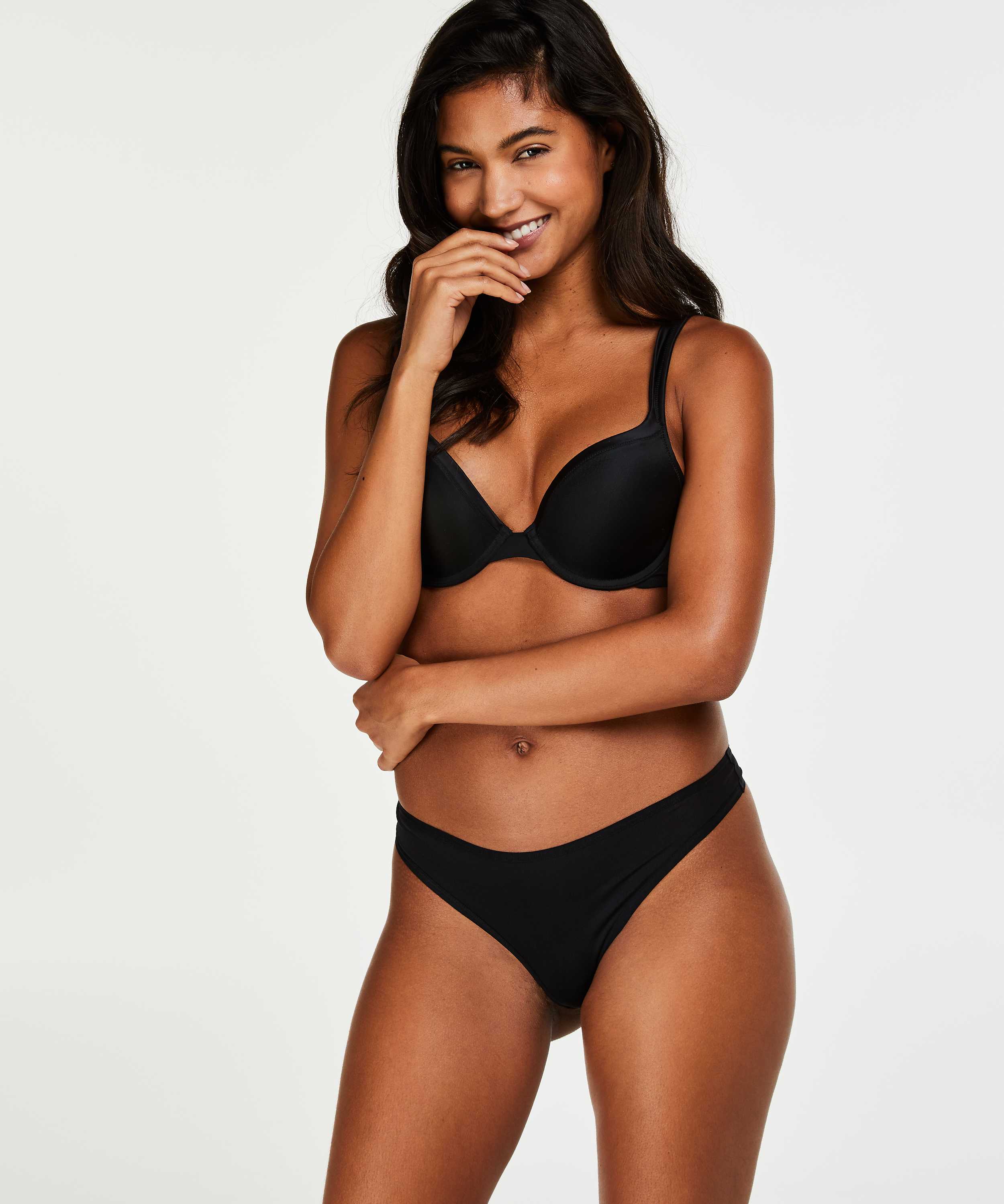 Voorgevormde beugel bh Satin fleece, Zwart, main