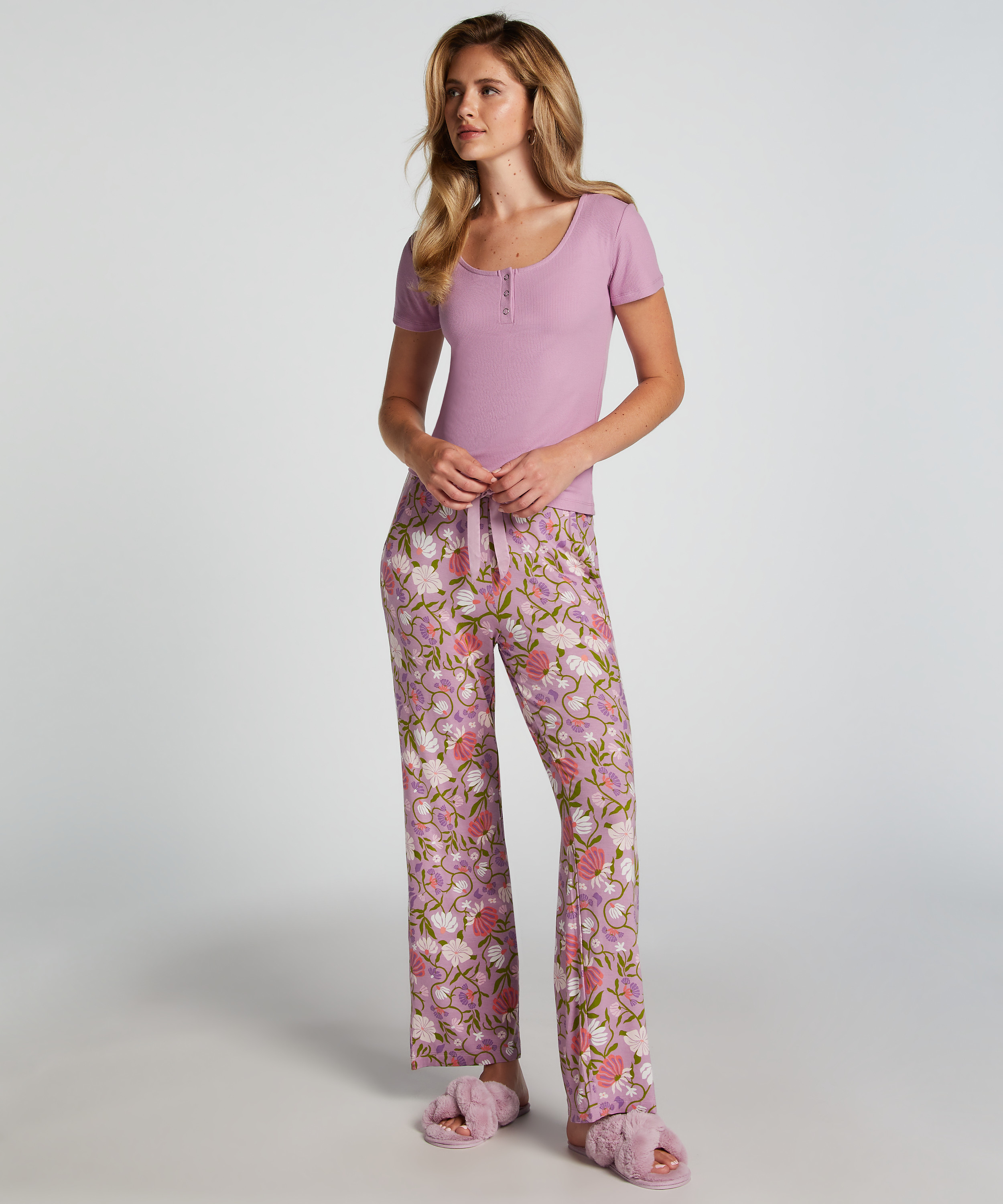 Hatley Jersey broek voor dames - muziek notities pyjamabroek, Kleur: wit, L