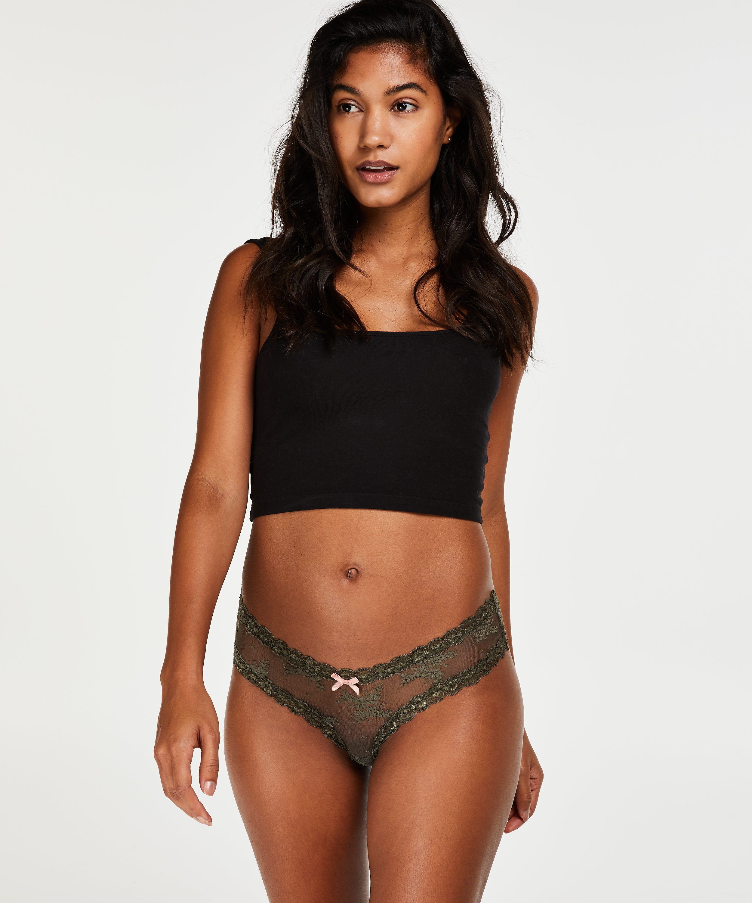 Brazilian V-shape Floral Mesh, Groen, main