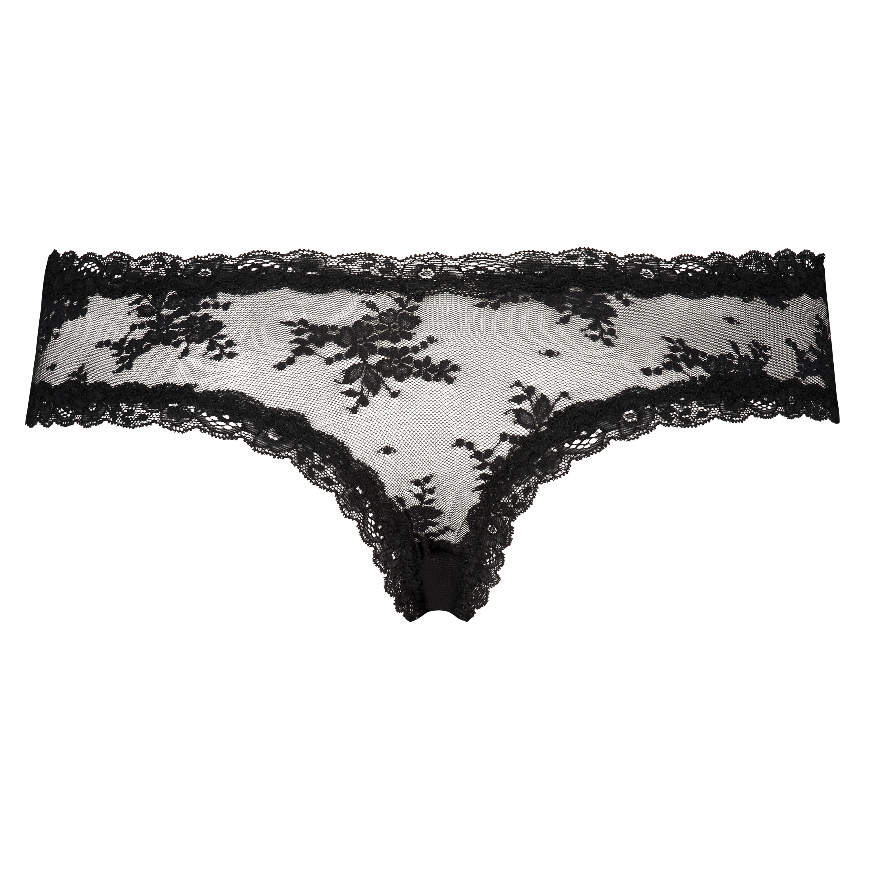 Brazilian V-shape Floral Mesh, Zwart, main