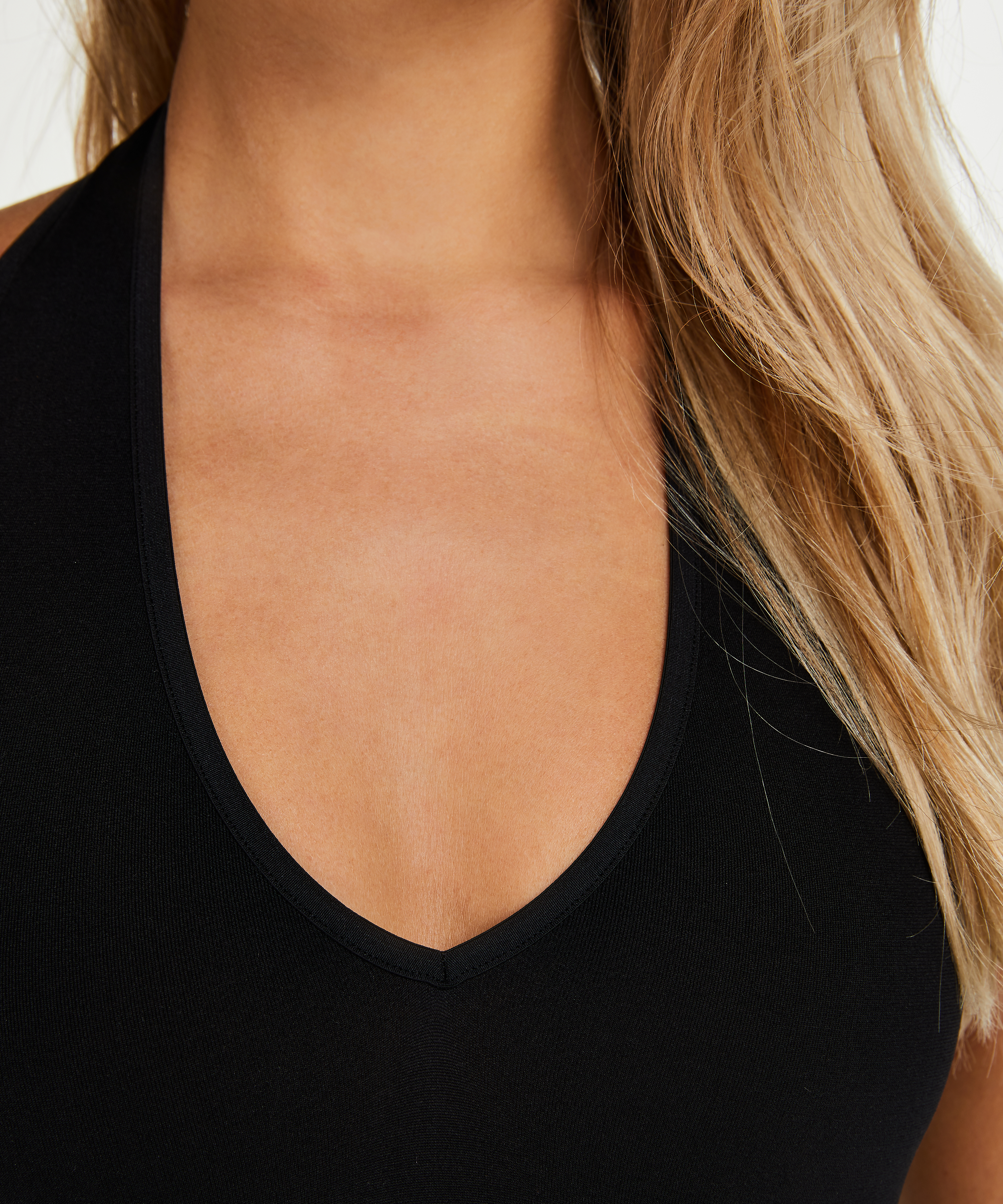 Naadloze halter body, Zwart, main