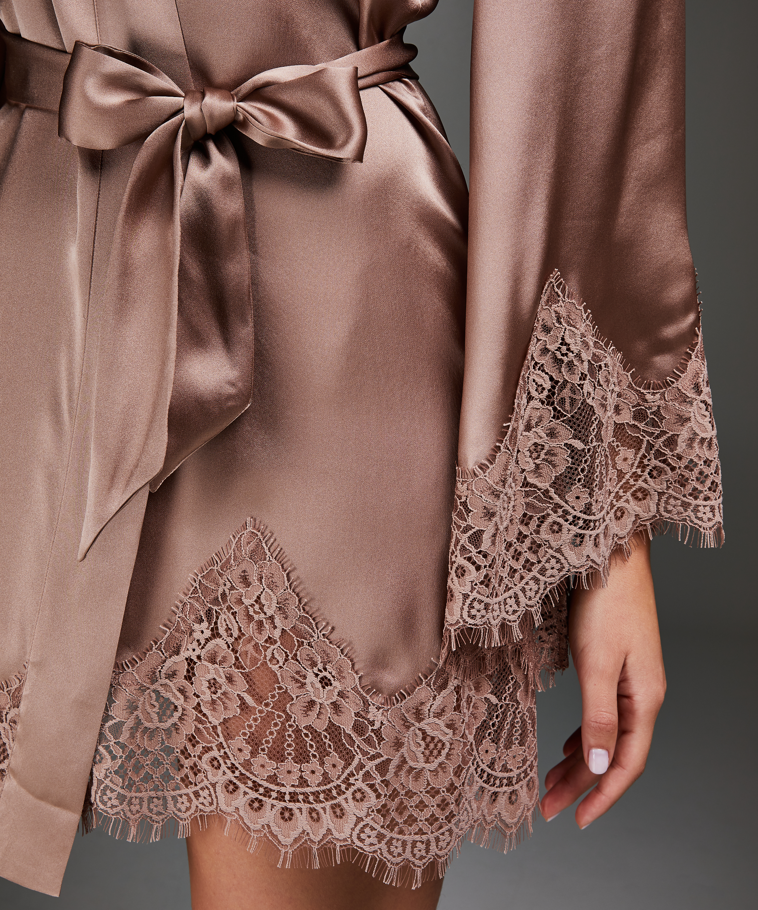 Kimono zijde Scallop Lace, Roze, main