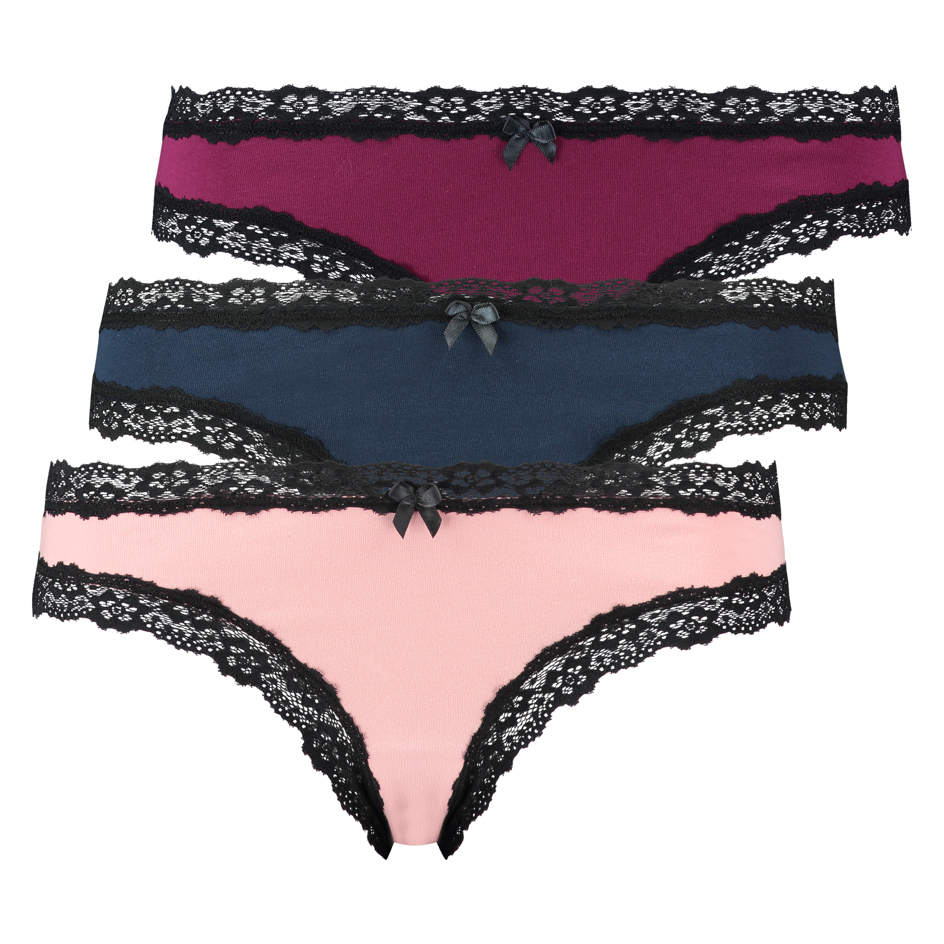 3 paar brazilian katoen, Paars, main